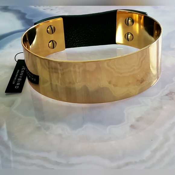Jenny Bird Womans 14k Gold & Leather Choker NEW!!! - Picture 3 of 7
